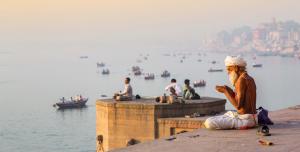 sadhu at varanasi by the ganges